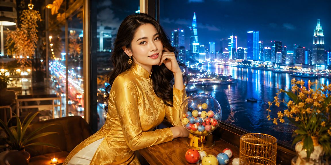 Người phụ nữ Việt Nam trong tà áo dài tham gia xổ số tại TP.HCM